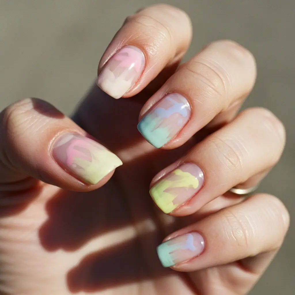 Pastel Neon Skittle Nails Image