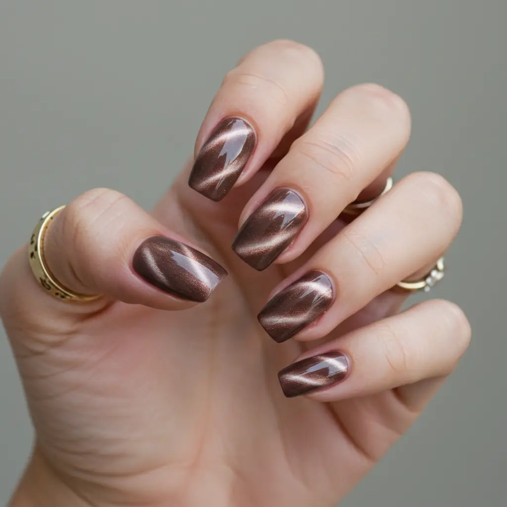 Soft Brown Velvet Nails Image