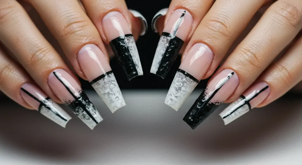 black and white nails Image