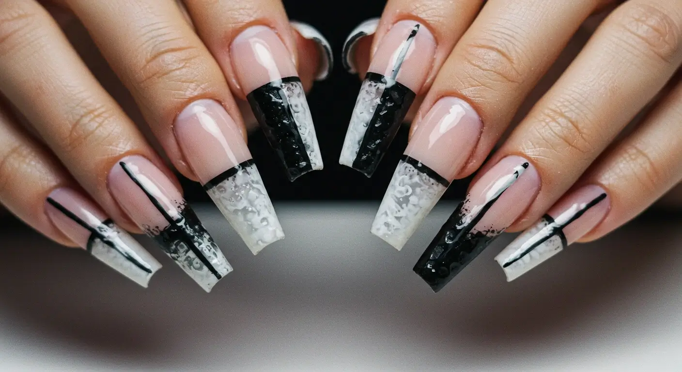 black and white nails Image