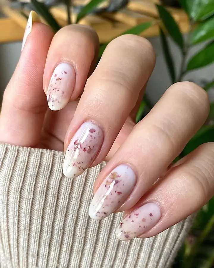 Floral Milky Nails